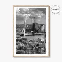 Rotterdam Skyline Black and White Fine Art Photo Print, Euromast South Holland Poster