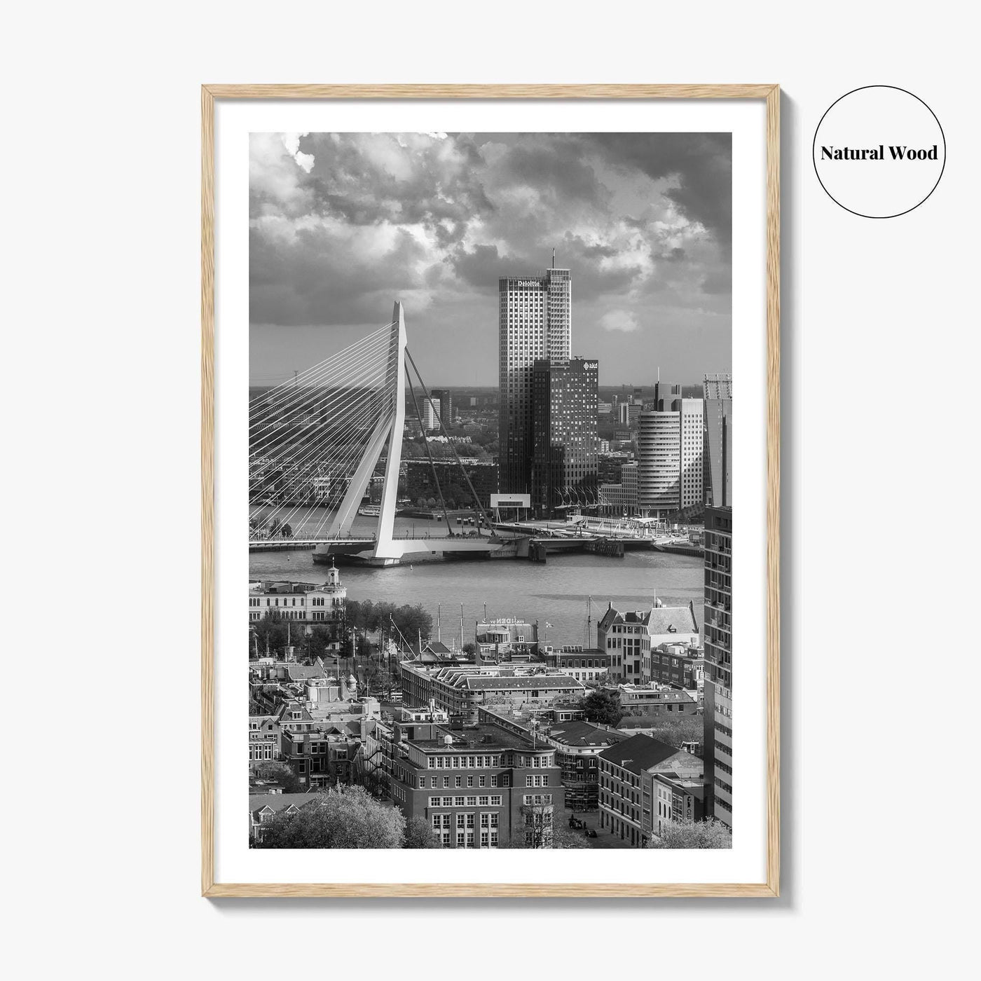 Rotterdam Skyline Black and White Fine Art Photo Print, Euromast South Holland Poster
