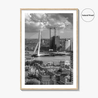 Rotterdam Skyline Black and White Fine Art Photo Print, Euromast South Holland Poster