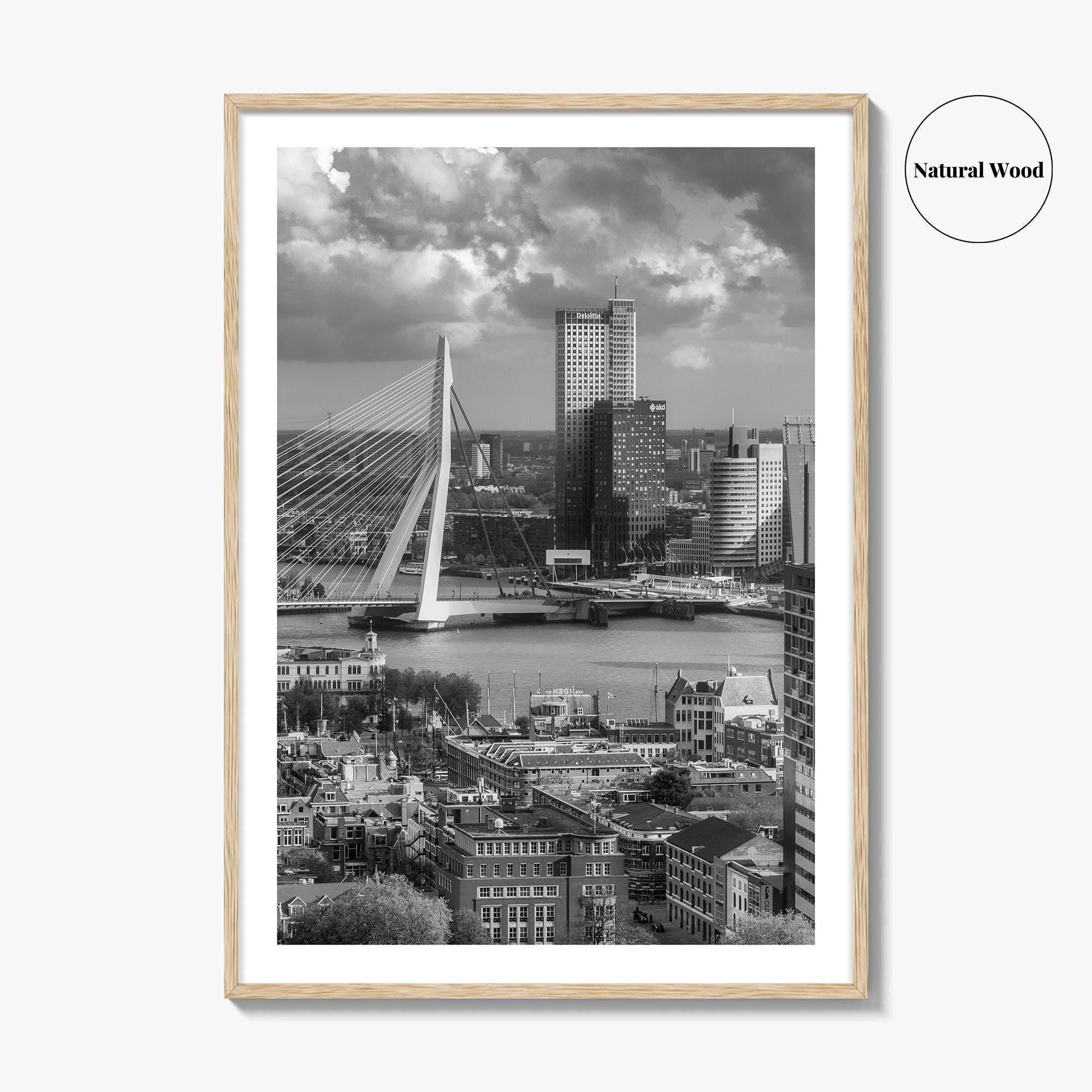 Rotterdam Skyline Black and White Fine Art Photo Print, Euromast South Holland Poster