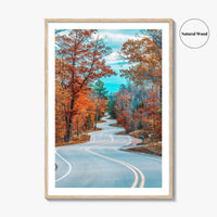 Door County Wisconsin Fine Art Photo Print, Autumn Winding Road, Fall Foliage Poster