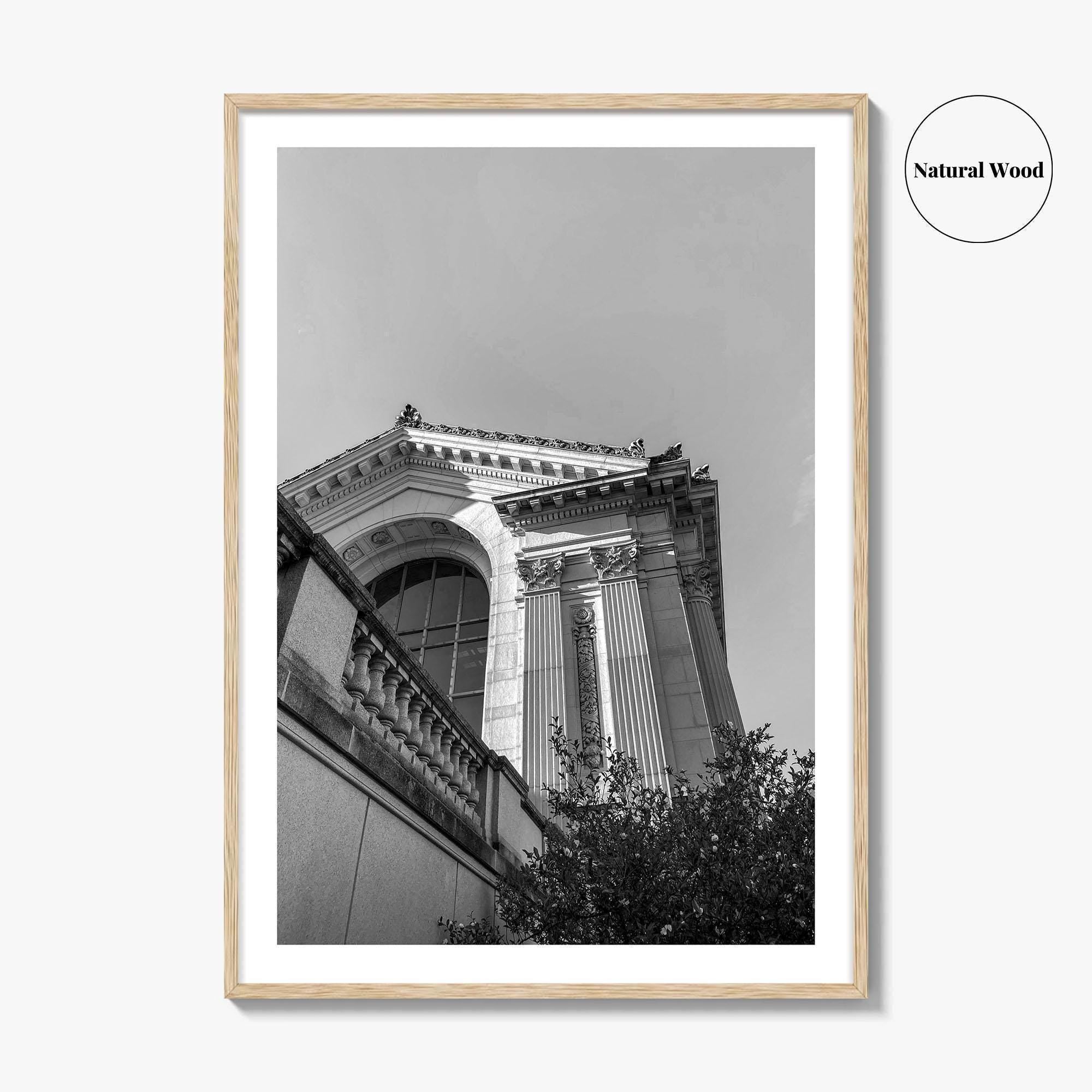 UC Berkeley Black and White Fine Art Photo Print, Doe Hall, California USA Poster