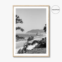 Cannon Beach Black and White Fine Art Photo Print, Haystack Rock Oregon Coast Poster