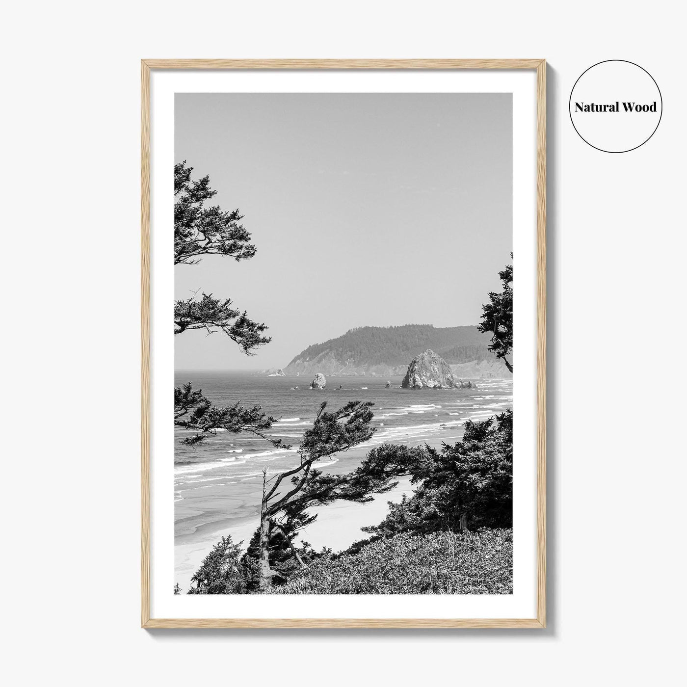 Cannon Beach Black and White Fine Art Photo Print, Haystack Rock Oregon Coast Poster