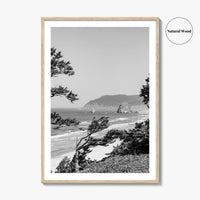Cannon Beach Black and White Fine Art Photo Print, Haystack Rock Oregon Coast Poster