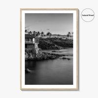 Maui Black and White Fine Art Photo Print, Hawaii Wall Poster, Cliff House