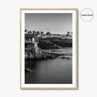 Maui Black and White Fine Art Photo Print, Hawaii Wall Poster, Cliff House