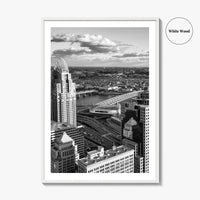 Cincinnati Skyline Black and White Fine Art Photo Print, Ohio River, USA Poster