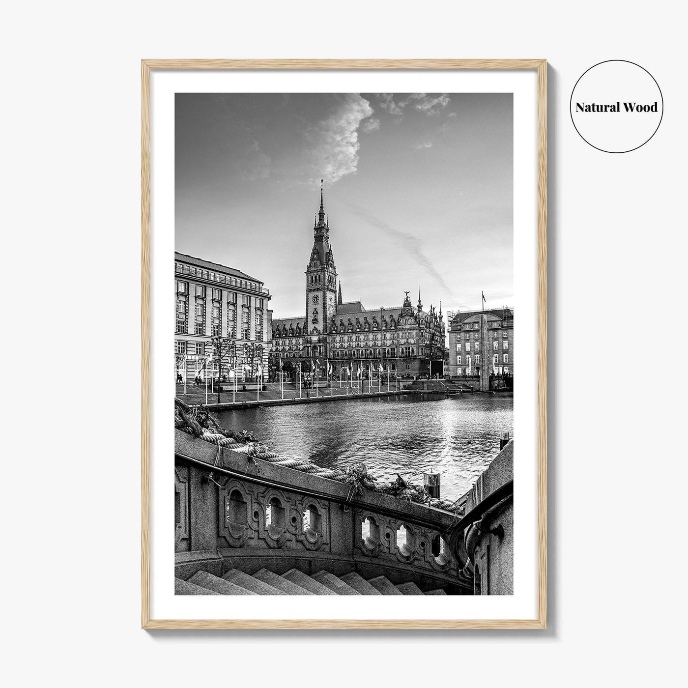 Hamburg Black and White Fine Art Photo Print, City Hall Rathaus, Germany Wall Poster
