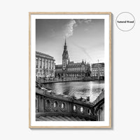 Hamburg Black and White Fine Art Photo Print, City Hall Rathaus, Germany Wall Poster
