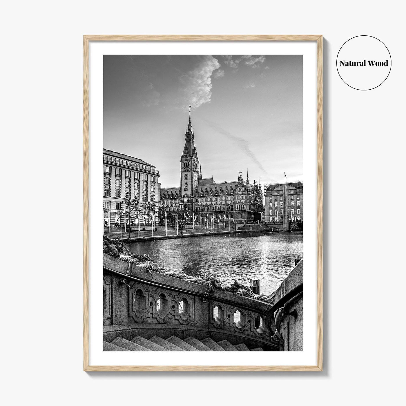 Hamburg Black and White Fine Art Photo Print, City Hall Rathaus, Germany Wall Poster