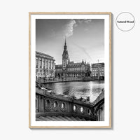 Hamburg Black and White Fine Art Photo Print, City Hall Rathaus, Germany Wall Poster