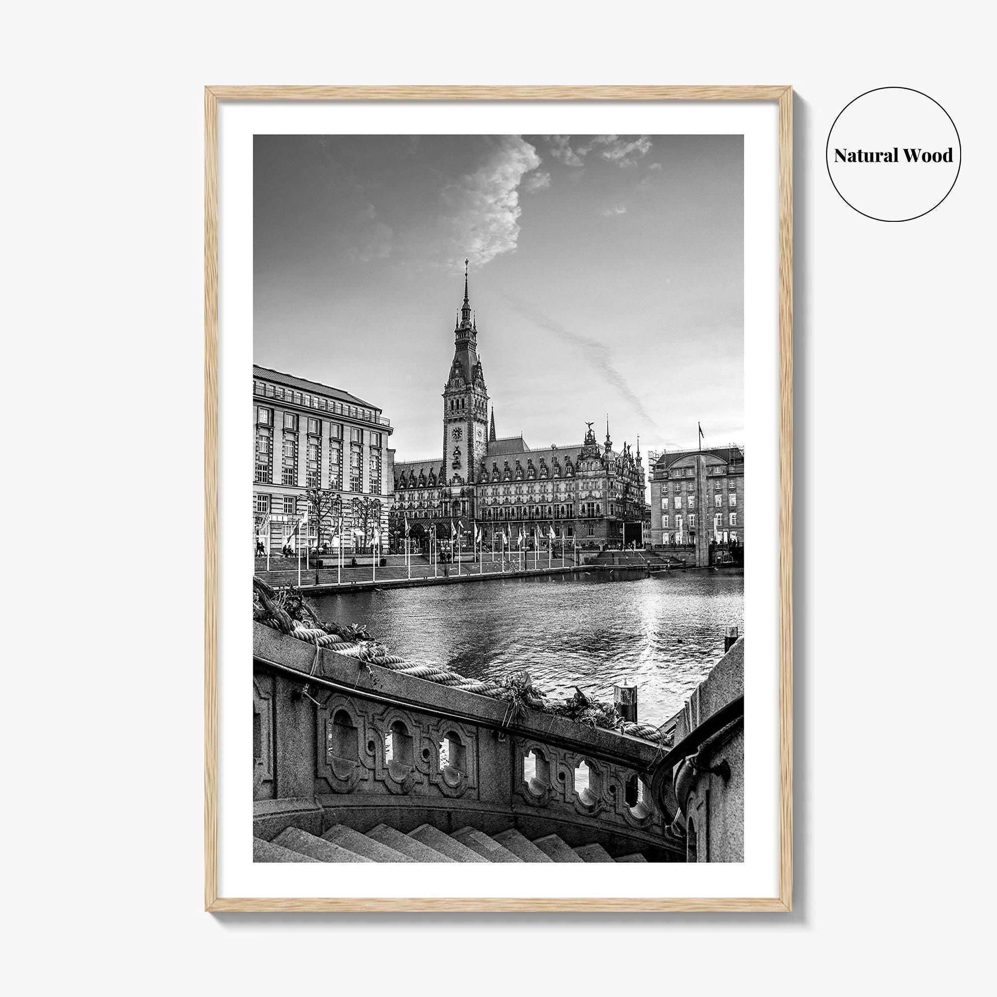 Hamburg Black and White Fine Art Photo Print, City Hall Rathaus, Germany Wall Poster