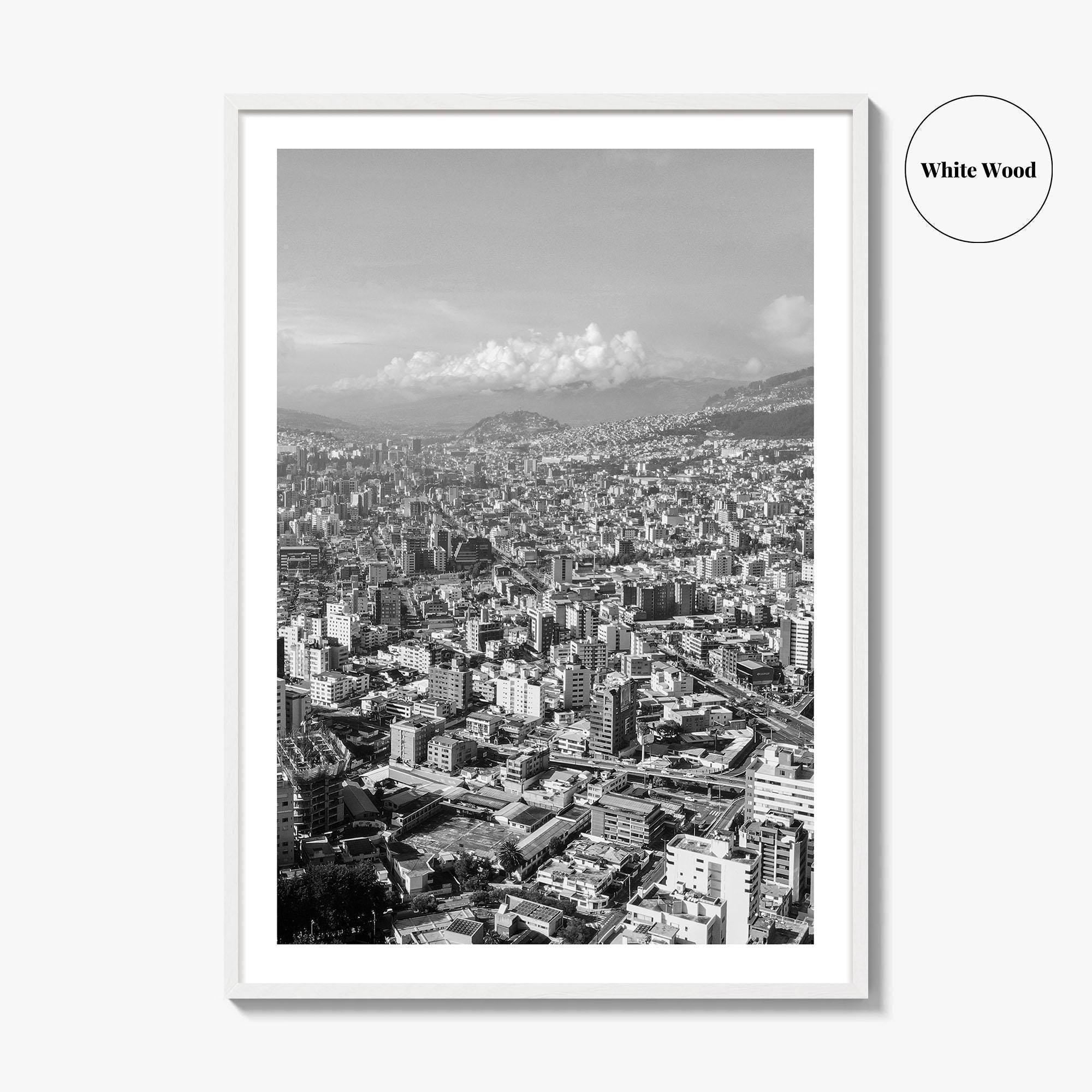 Quito Skyline Black and White Fine Art Photo Print, Ecuador, City Poster, Wall Decor