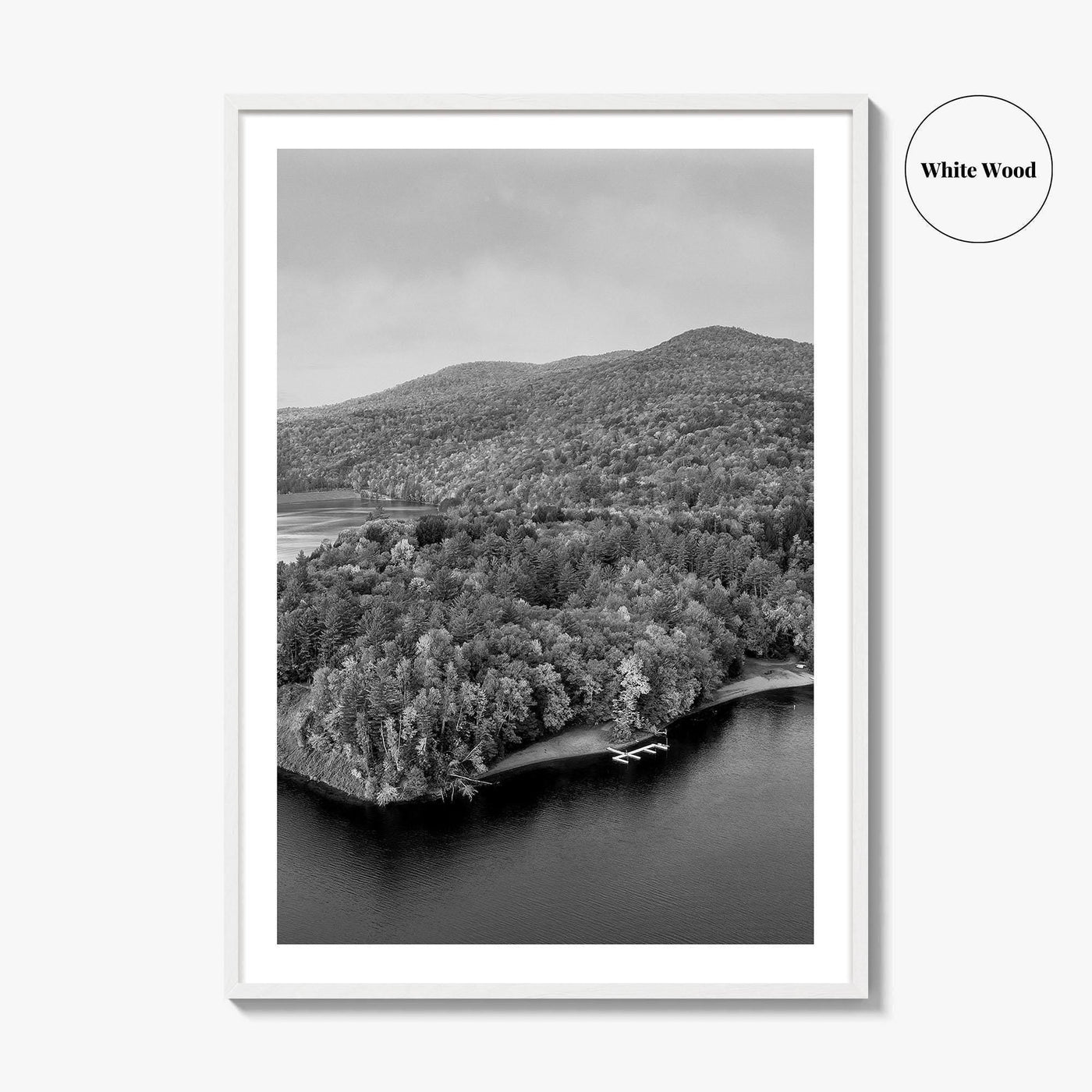 Waterbury Reservoir Black and White Fine Art Photo Print, Vermont Poster
