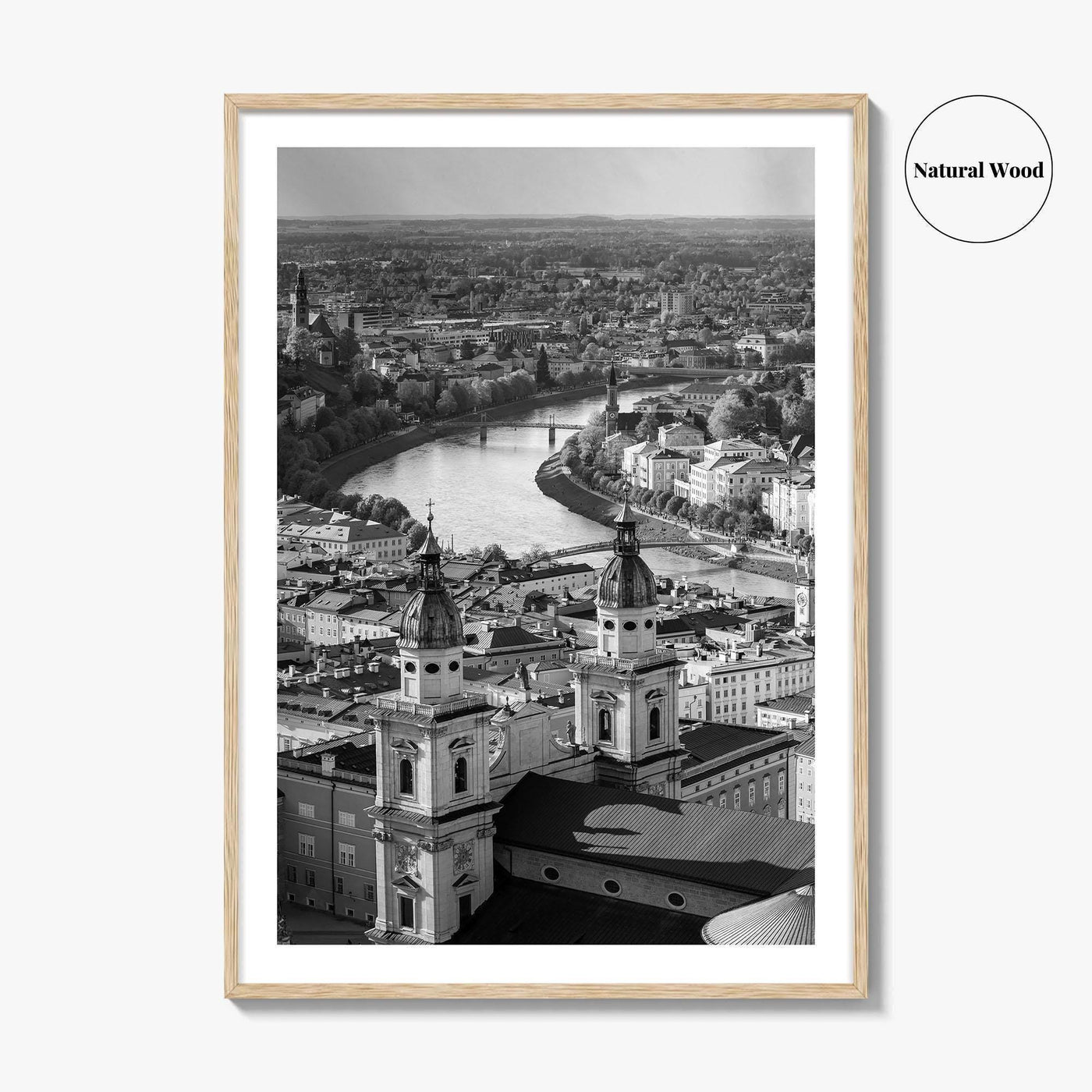 Salzburg Skyline Black and White Fine Art Photo Print, Salzburger Land Austria Poster