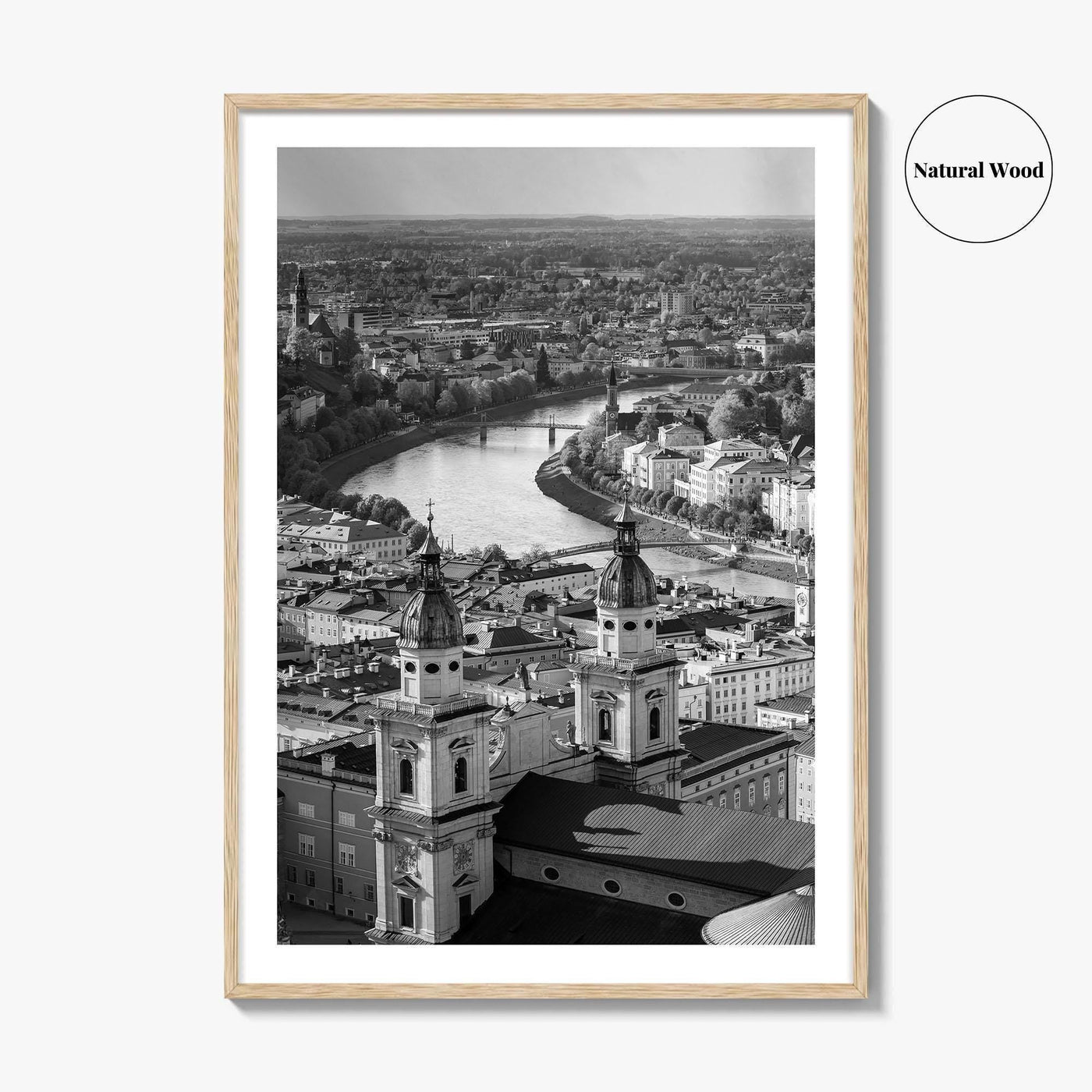Salzburg Skyline Black and White Fine Art Photo Print, Salzburger Land Austria Poster