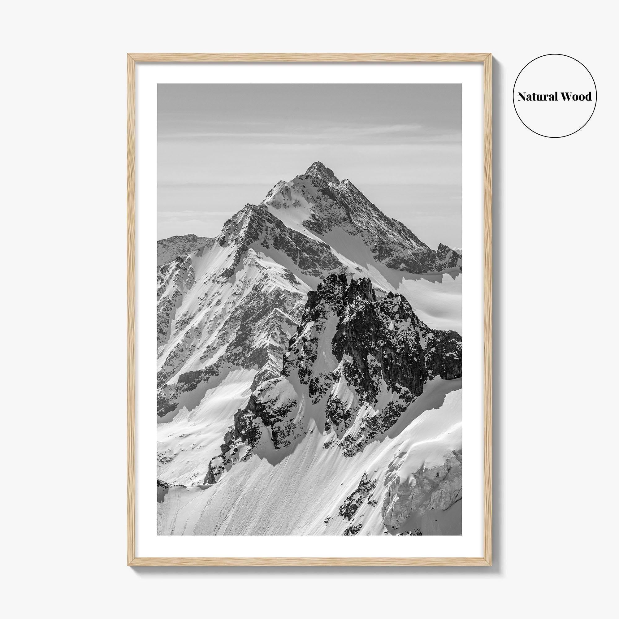 Switzerland Black and White Fine Art Photo Print, Mount Titlis, Engelberg, Swiss Alps, Panoramic