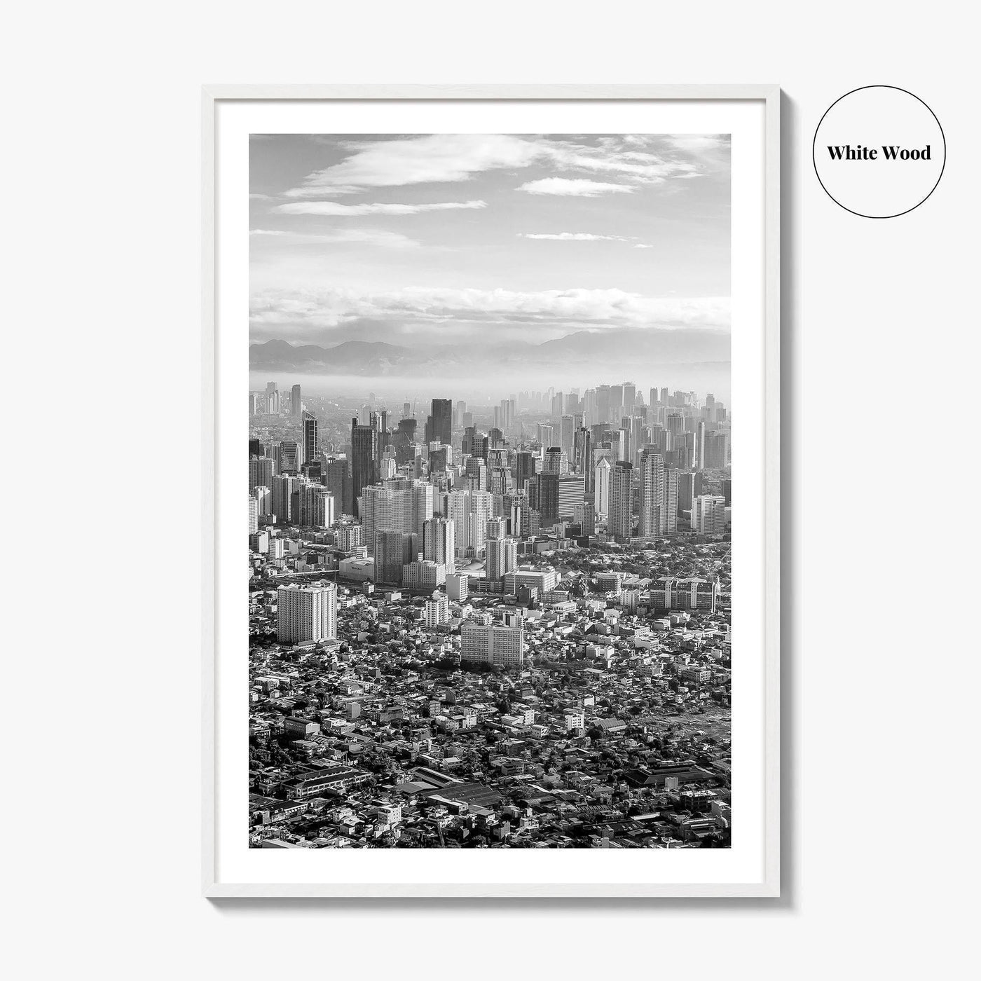 Manila Skyline Black and White Fine Art Photo Print, Makati, Pasay, Philippines
