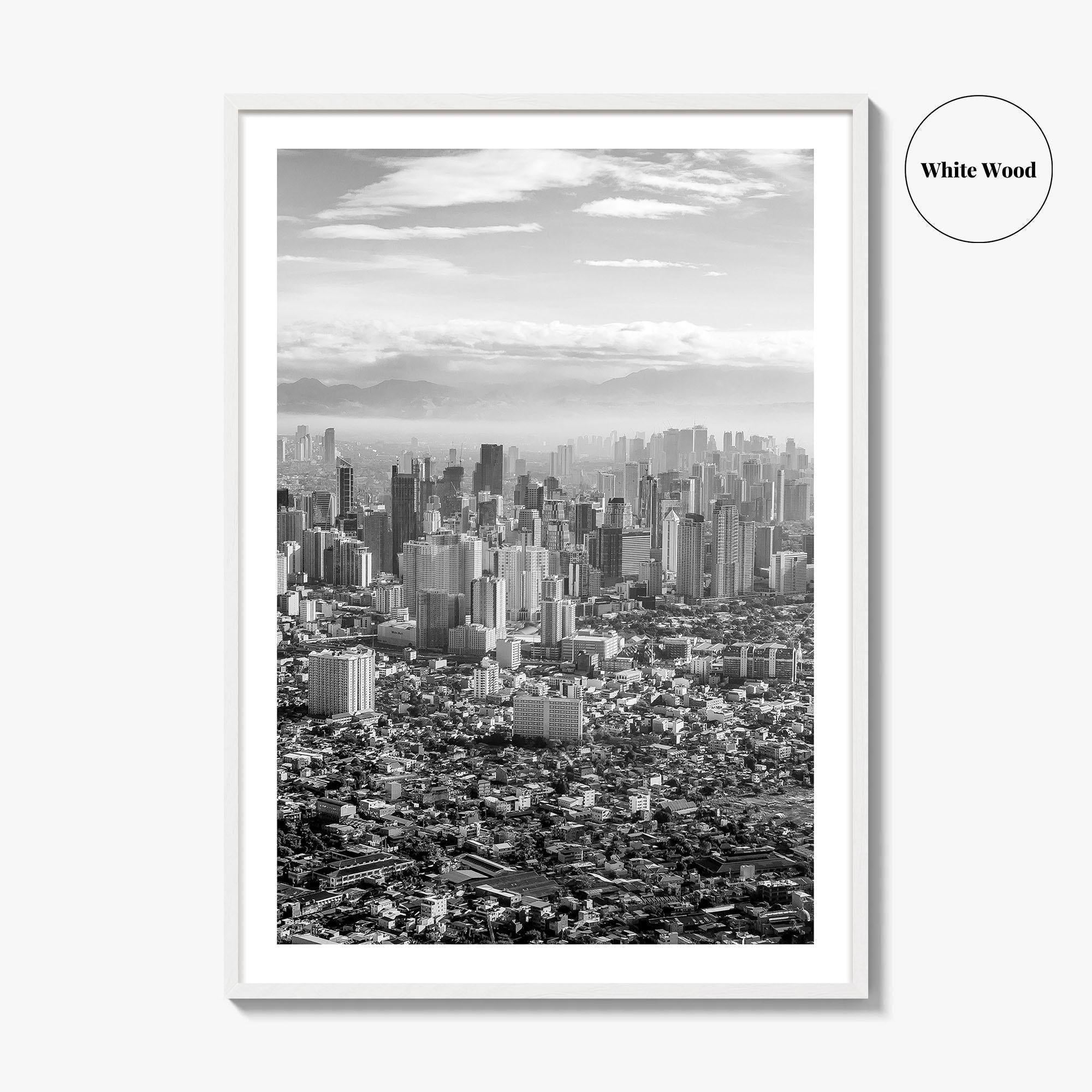 Manila Skyline Black and White Fine Art Photo Print, Makati, Pasay, Philippines