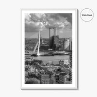 Rotterdam Skyline Black and White Fine Art Photo Print, Euromast South Holland Poster