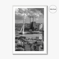 Rotterdam Skyline Black and White Fine Art Photo Print, Euromast South Holland Poster