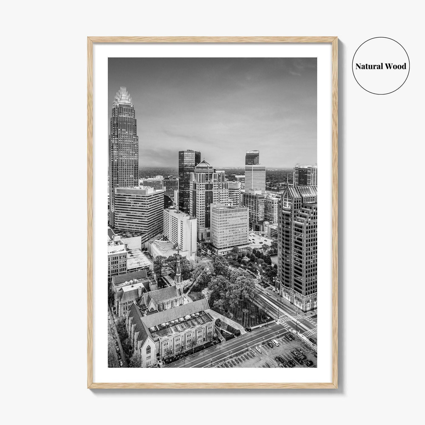 Charlotte Black and White Fine Art Photo Print, North Carolina USA, Uptown NC Poster