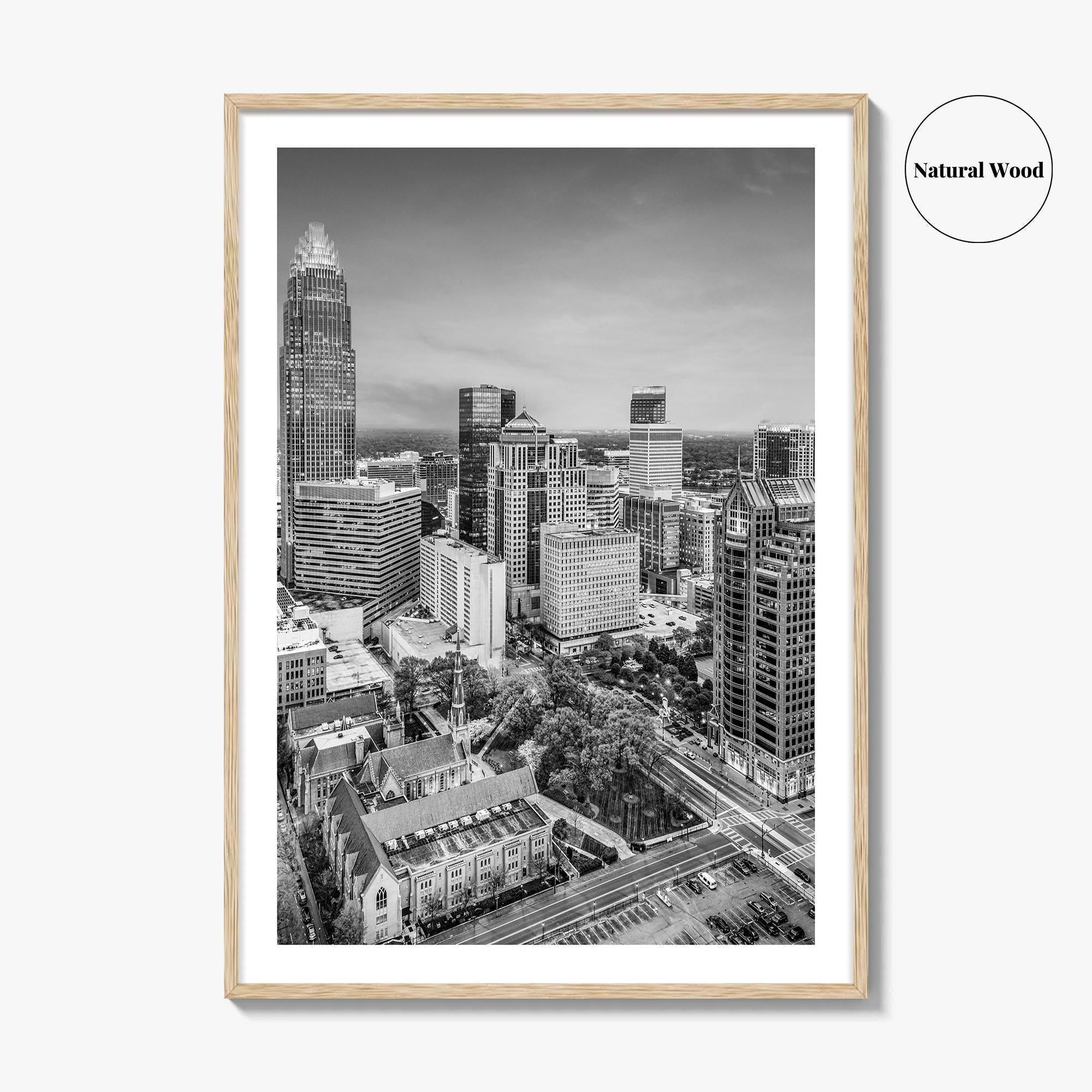 Charlotte Black and White Fine Art Photo Print, North Carolina USA, Uptown NC Poster