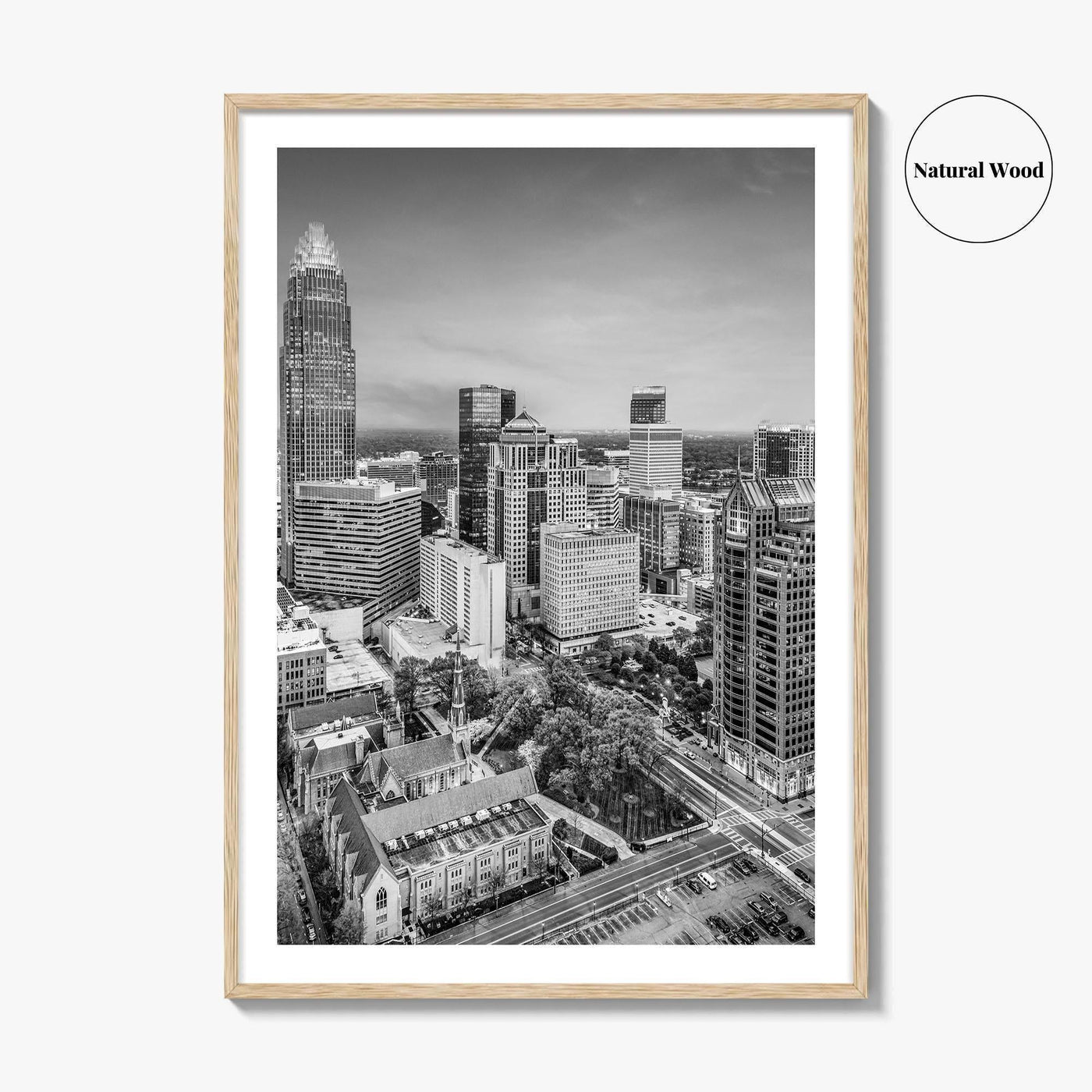 Charlotte Black and White Fine Art Photo Print, North Carolina USA, Uptown NC Poster