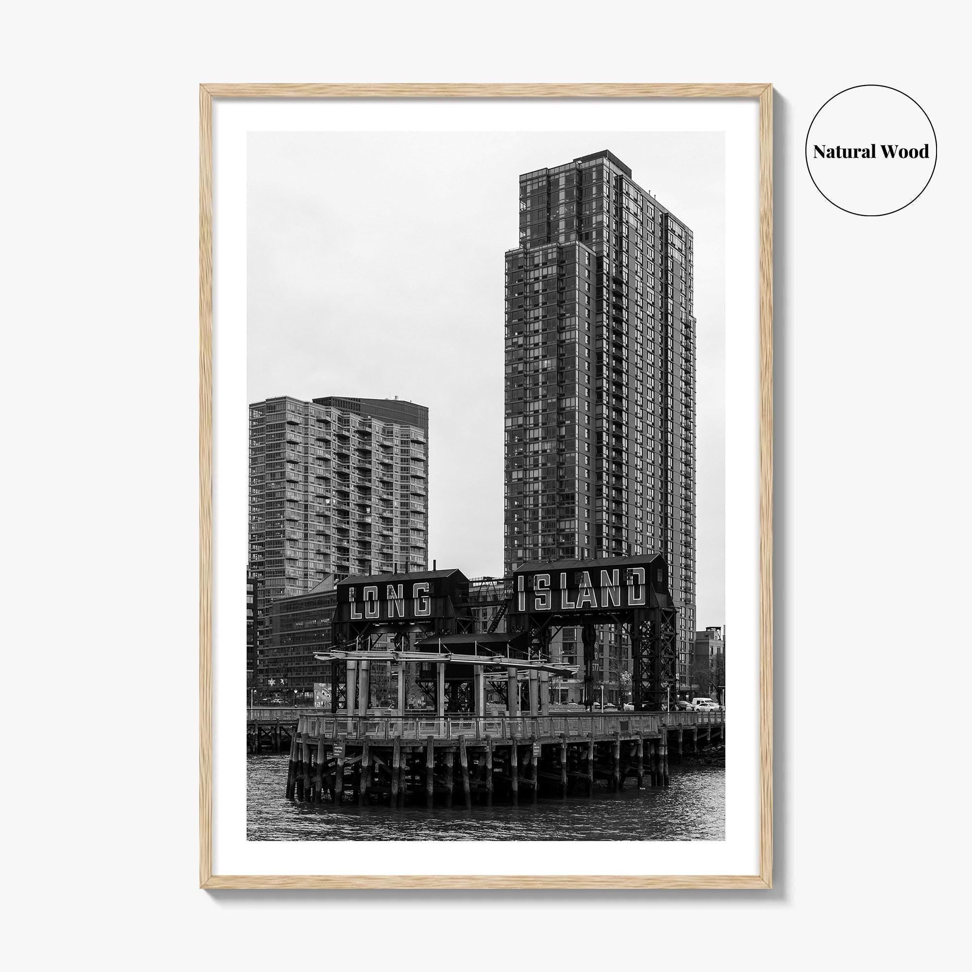 Long Island City Skyline Black and White Fine Art Photo Print, Queens NYC Poster
