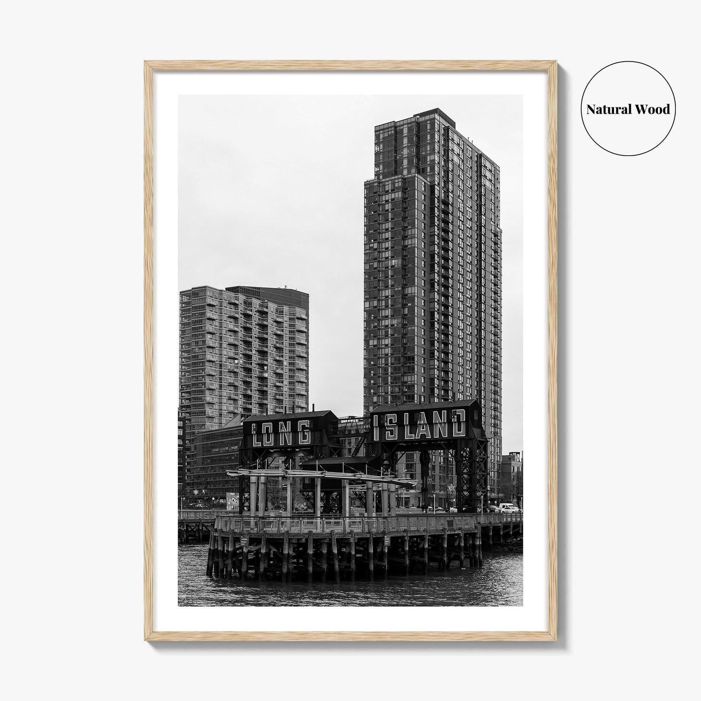 Long Island City Skyline Black and White Fine Art Photo Print, Queens NYC Poster