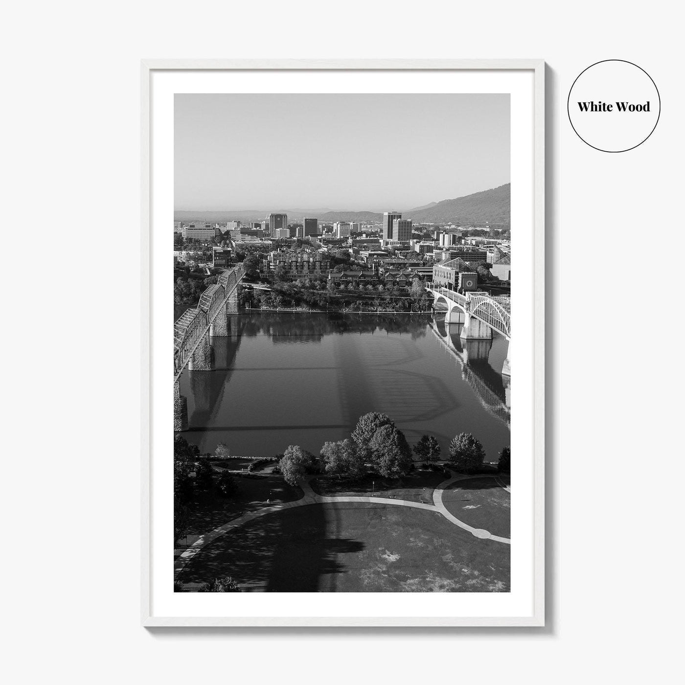 Chattanooga Black and White Fine Art Photo Print, Tennessee, Walking Market Street Bridges