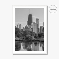 Chicago Skyline Black and White Fine Art Photo Print, Lincoln Park Illinois Poster