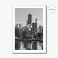 Chicago Skyline Black and White Fine Art Photo Print, Lincoln Park Illinois Poster