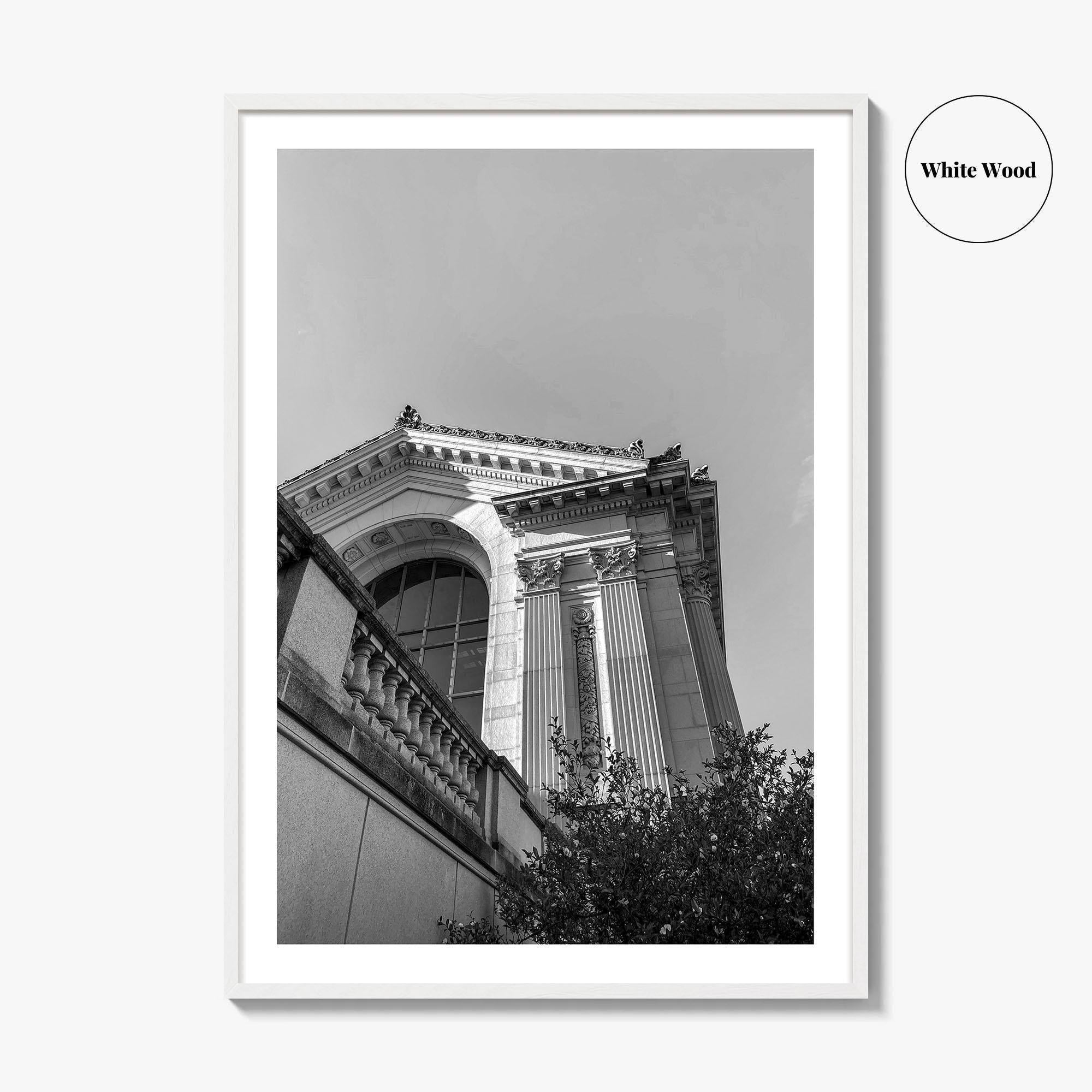 UC Berkeley Black and White Fine Art Photo Print, Doe Hall, California USA Poster