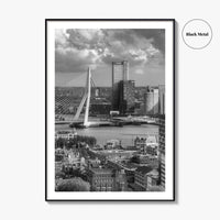 Rotterdam Skyline Black and White Fine Art Photo Print, Euromast South Holland Poster