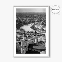 Salzburg Skyline Black and White Fine Art Photo Print, Salzburger Land Austria Poster