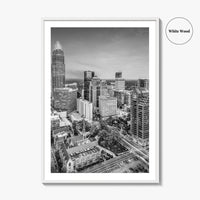 Charlotte Black and White Fine Art Photo Print, North Carolina USA, Uptown NC Poster