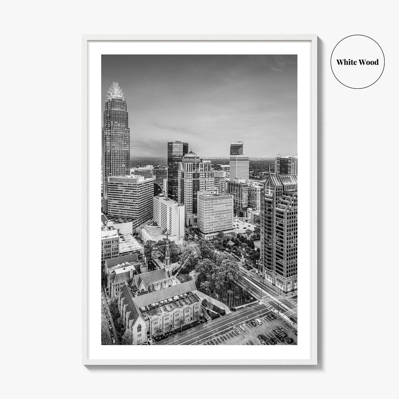 Charlotte Black and White Fine Art Photo Print, North Carolina USA, Uptown NC Poster