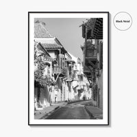 Cartagena Black and White Fine Art Photo Print, Colombia Colonial Street Poster