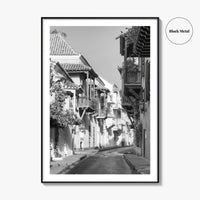 Cartagena Black and White Fine Art Photo Print, Colombia Colonial Street Poster