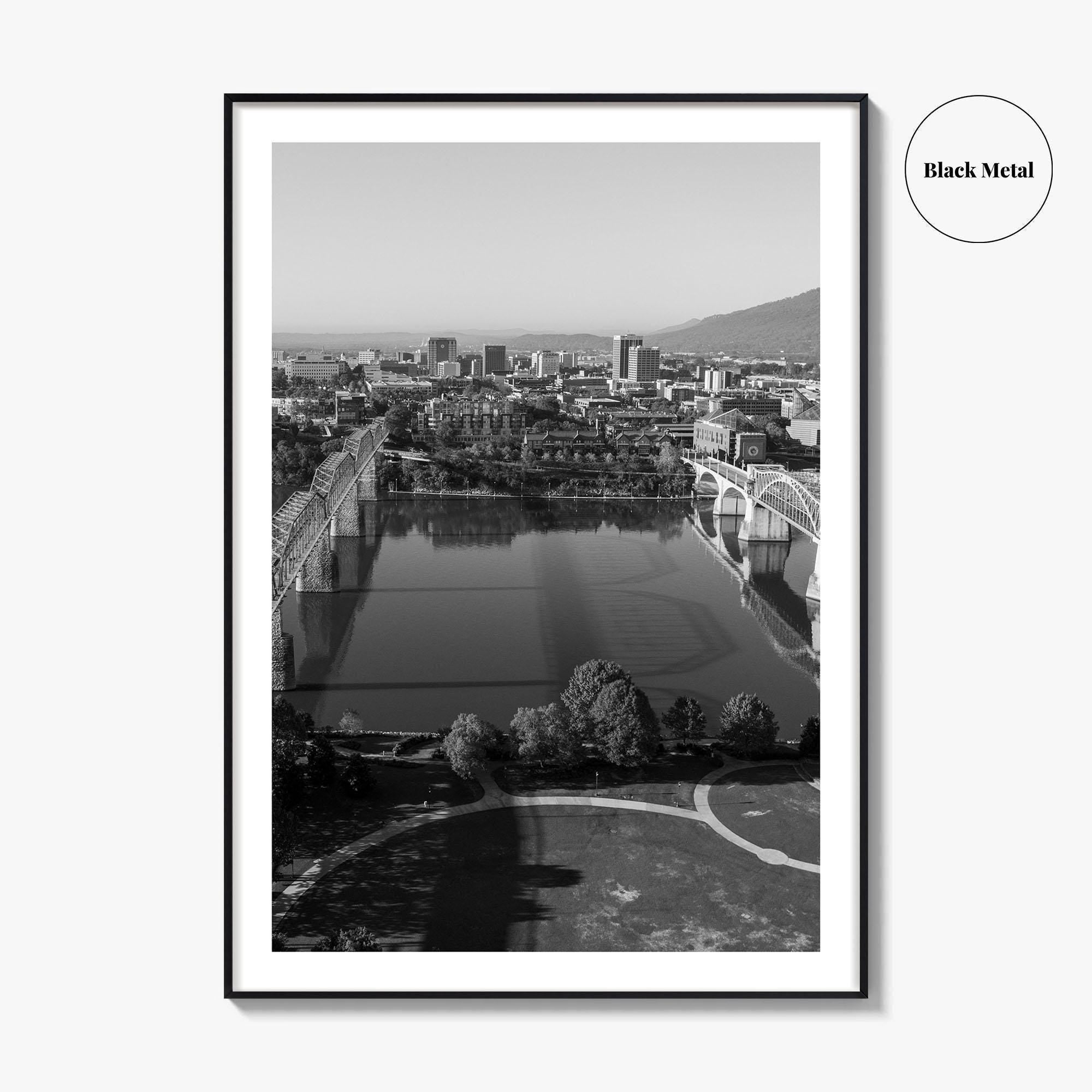 Chattanooga Black and White Fine Art Photo Print, Tennessee, Walking Market Street Bridges