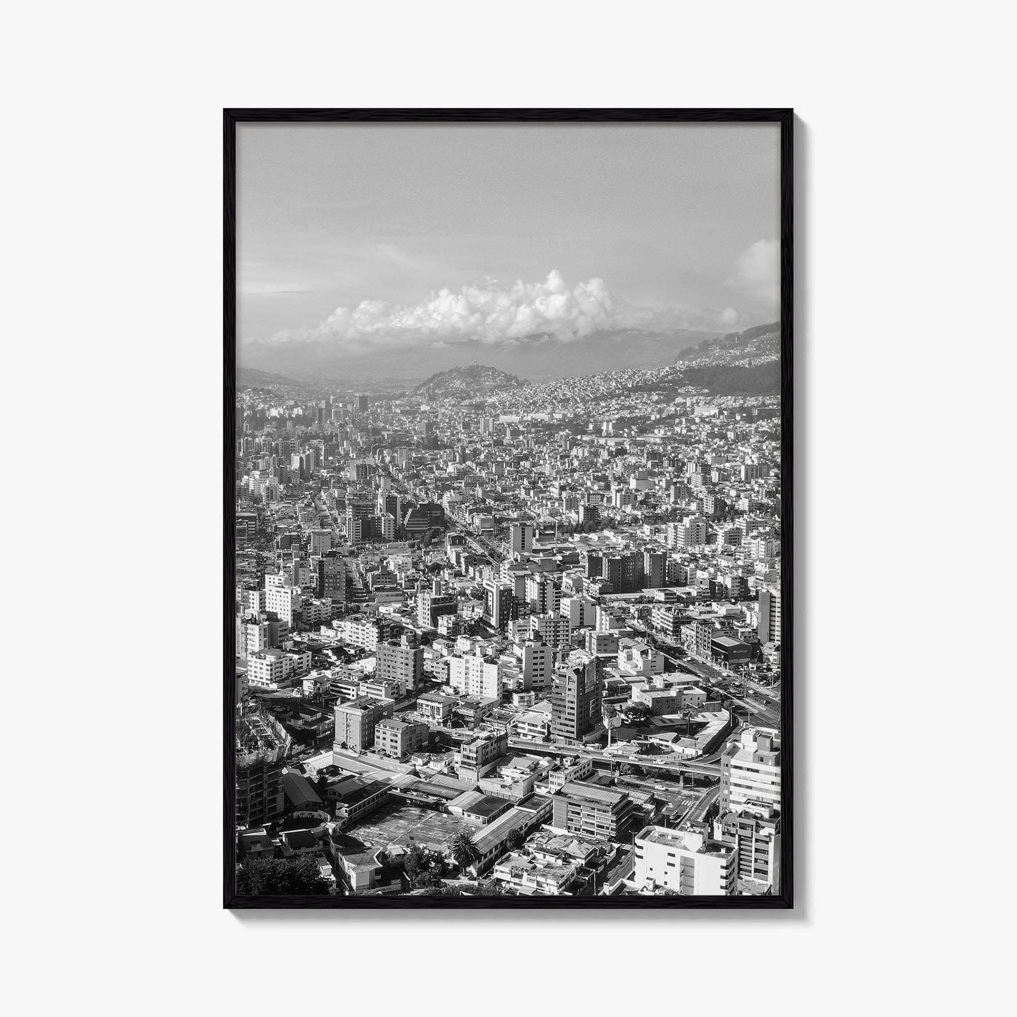 Quito Skyline Black and White Fine Art Photo Print, Ecuador, City Poster, Wall Decor