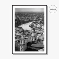 Salzburg Skyline Black and White Fine Art Photo Print, Salzburger Land Austria Poster
