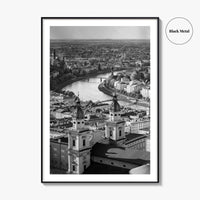 Salzburg Skyline Black and White Fine Art Photo Print, Salzburger Land Austria Poster