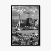 Rotterdam Skyline Black and White Fine Art Photo Print, Euromast South Holland Poster