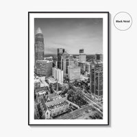 Charlotte Black and White Fine Art Photo Print, North Carolina USA, Uptown NC Poster