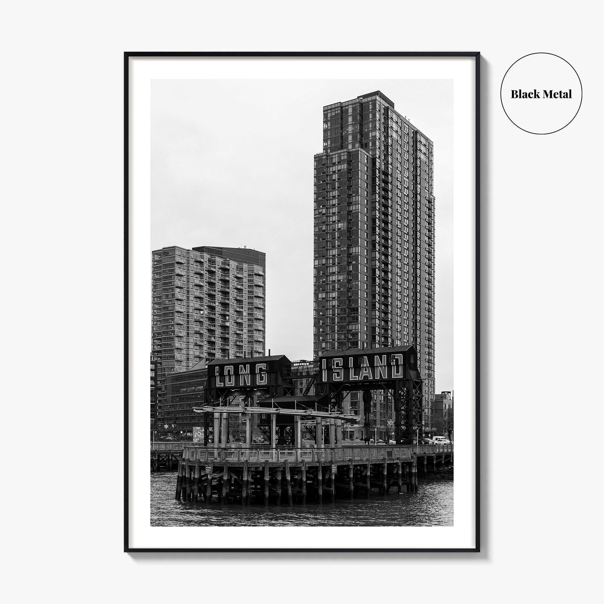 Long Island City Skyline Black and White Fine Art Photo Print, Queens NYC Poster