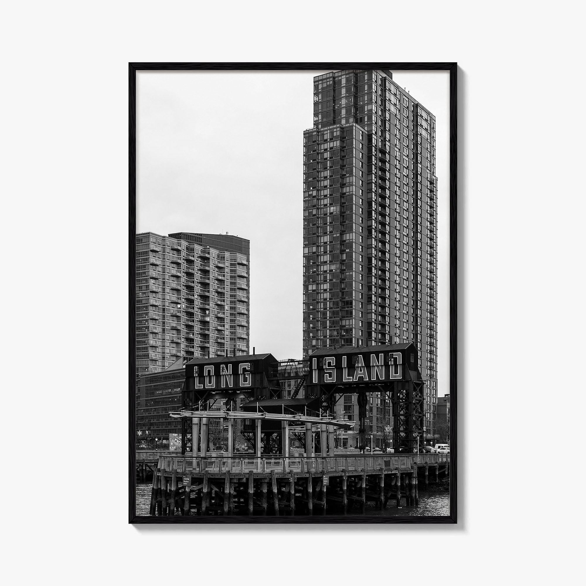 Long Island City Skyline Black and White Fine Art Photo Print, Queens NYC Poster