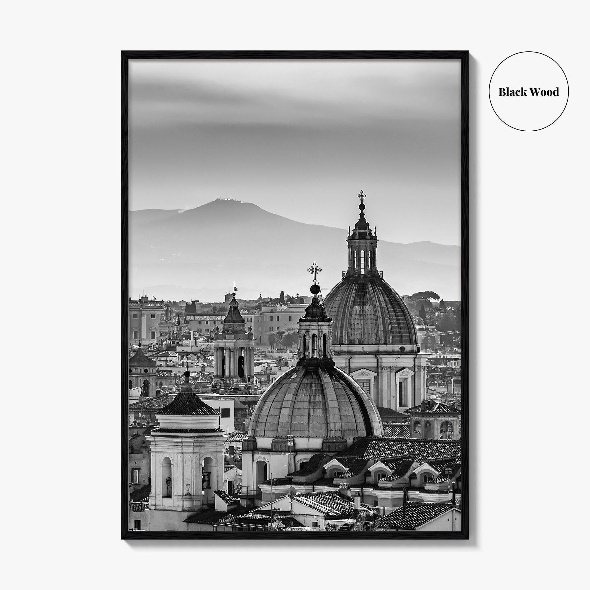 Rome Black and White Fine Art Photo Print, Castel Sant'Angelo Vatican Italy Poster